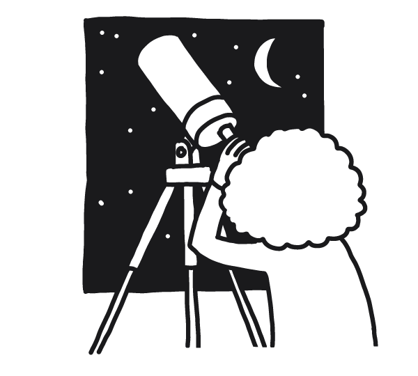 Mädchen schaut durch Teleskop