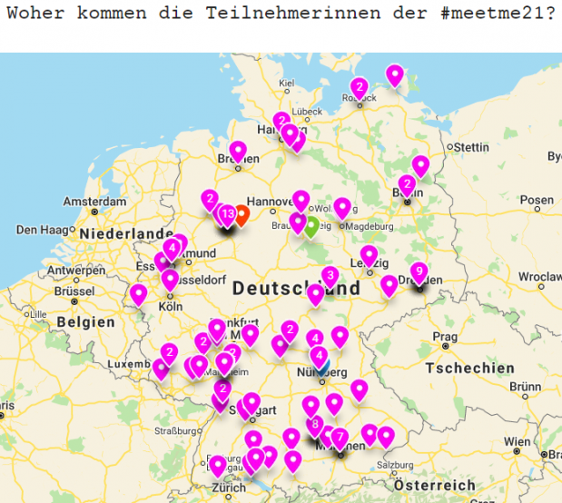 Deutschlandkarte mit Verteilung der Teilnehmerinnen